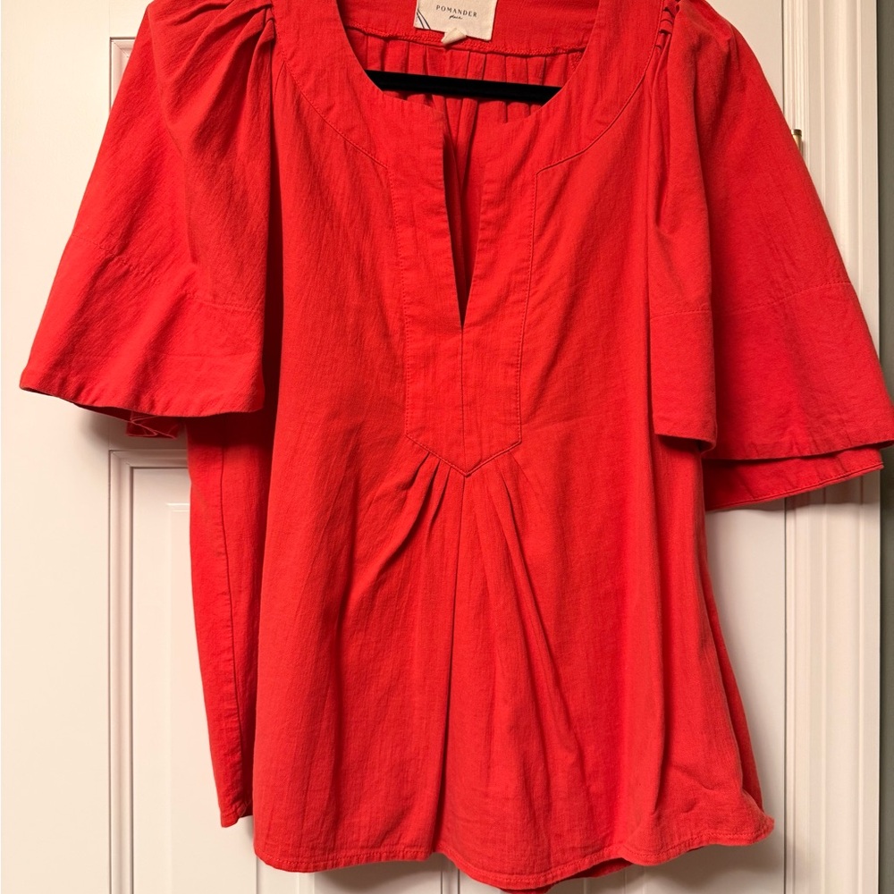 Pomander Place Finley Flutter Sleeve Red Blouse - Picture 4 of 4